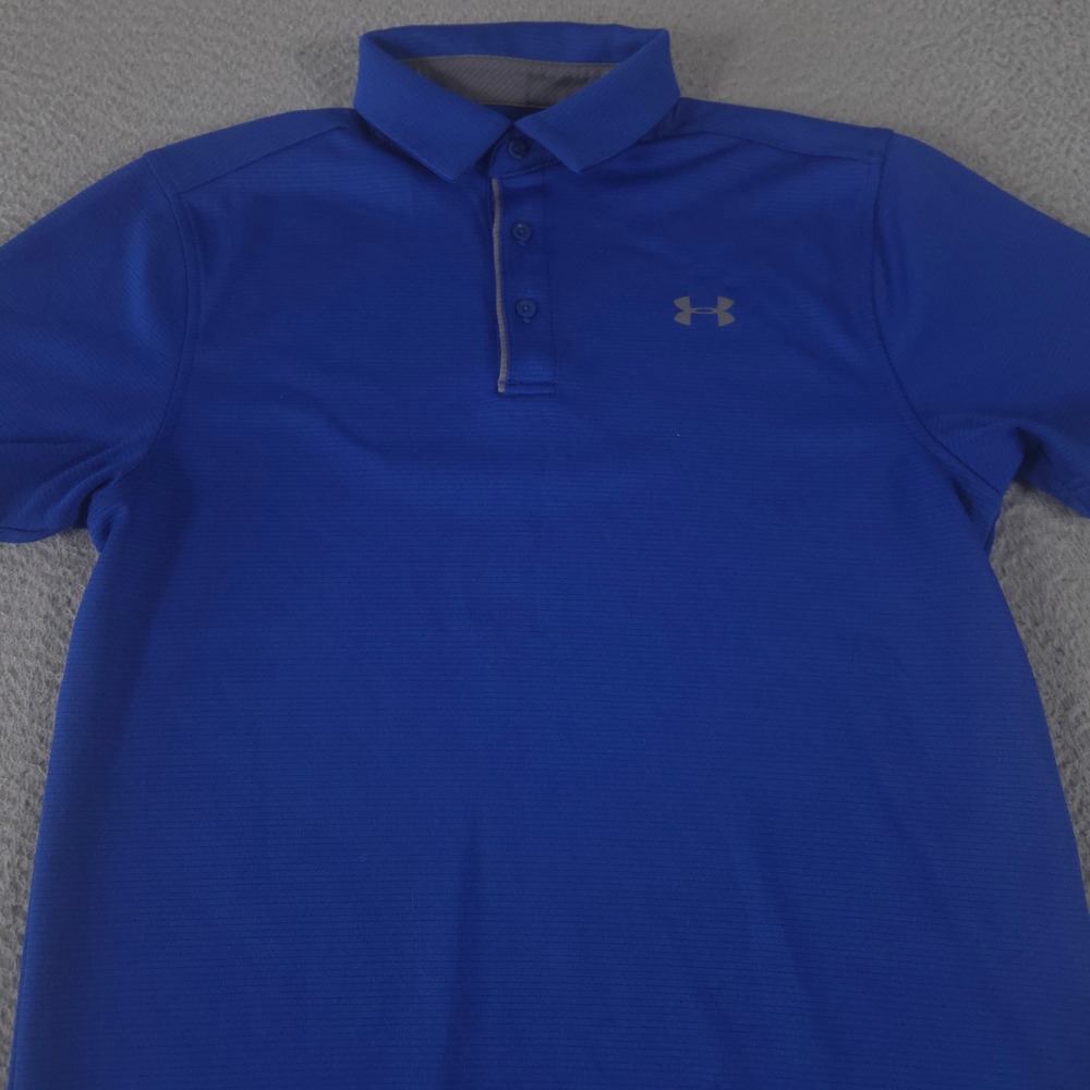 Under Armour Polo Shirt Mens S Blue UA Tech Textured‎ Performance Short Sleeve